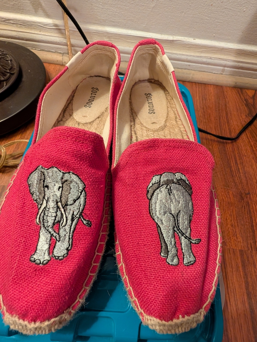 Soludos Women's Pink Elephant Embroidered Espadrilles